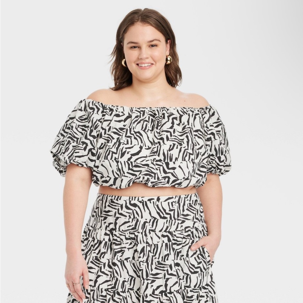 💃 A New Day Balloon Off the Shoulder Crop Top, Size XXL - NWT